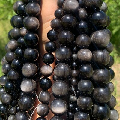 Perles en obsidienne argentée entre 6 et 18mm - 16mm