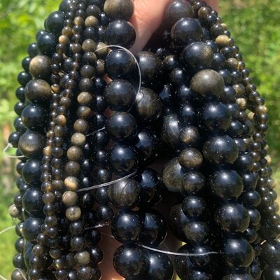 Perles en obsidienne dorée entre 4 et 20mm - 4mm