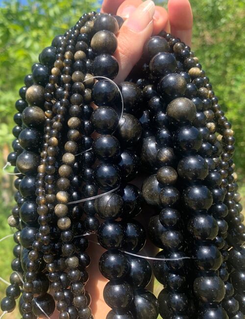 Perles en obsidienne dorée entre 4 et 20mm - 6mm