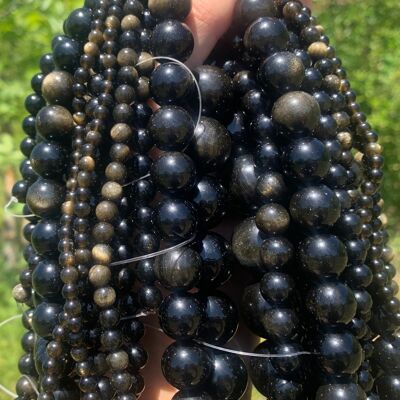 Perles en obsidienne dorée entre 4 et 20mm - 18mm