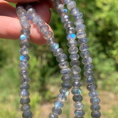 Perles en labradorite, disque facetté