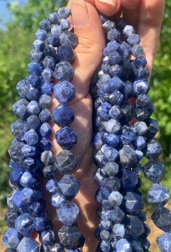 Perles en sodalite, forme diamant entre 6 et 12mm - 6mm 1