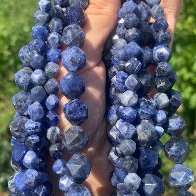 Perles en sodalite, forme diamant entre 6 et 12mm - 12mm