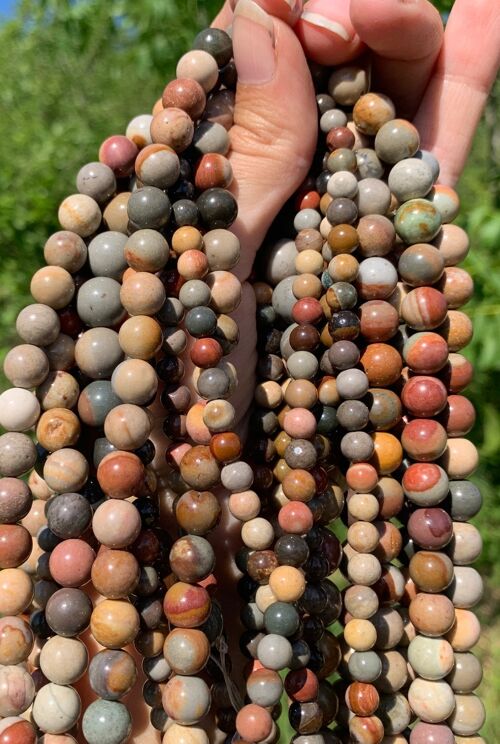 Perles en jaspe polychrome entre 6 et 10mm - 6mm
