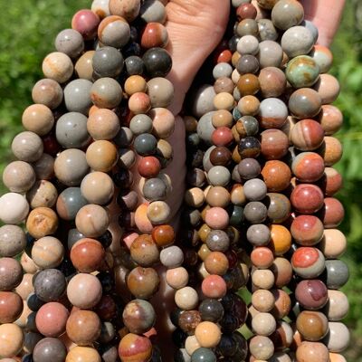 Perles en jaspe polychrome entre 6 et 10mm - 6mm