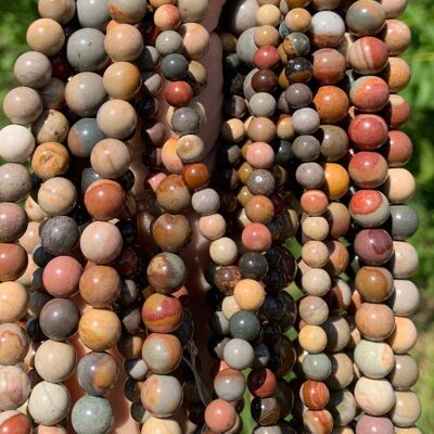 Perles en jaspe polychrome entre 6 et 10mm - 8mm