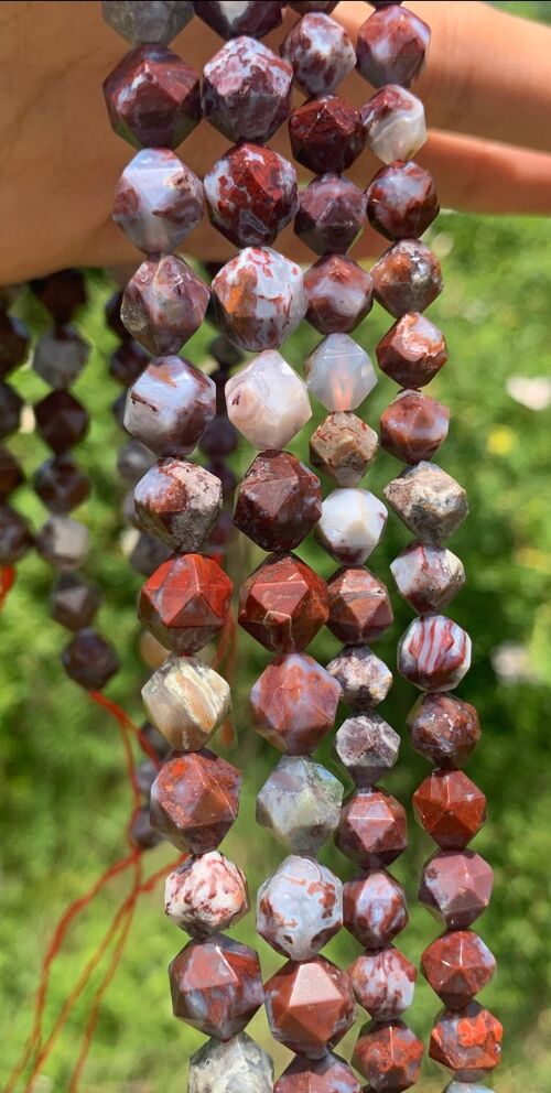 Perles en agate plume forme diamant entre 8 et 10mm - 8mm
