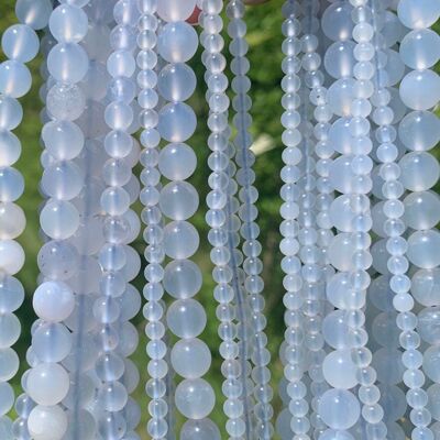 Perles en calcédoine bleue CD, entre 4 et 10mm - 10mm