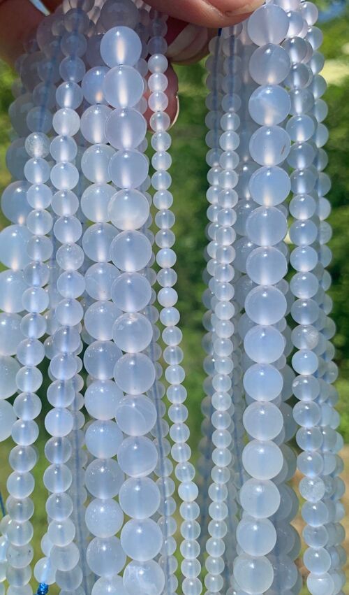 Perles en calcédoine bleue CU, entre 4 et 10mm - 4mm