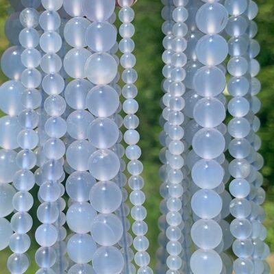 Perles en calcédoine bleue CU, entre 4 et 10mm - 6mm