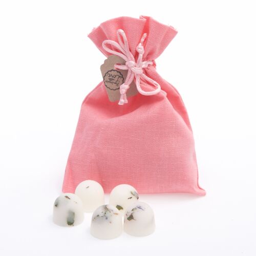 Mango Scented Natural Wax Melts in Pink Linen Bag of 10 each