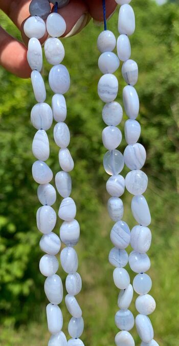 Perles en agate blue lace, forme petit galet 1