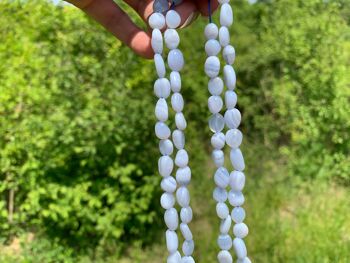 Perles en agate blue lace, forme petit galet 2