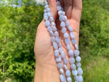 Perles en agate blue lace, forme petit galet 3