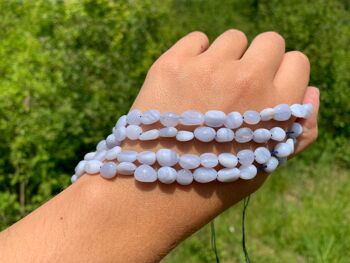 Perles en agate blue lace, forme petit galet 4