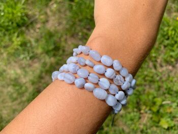 Perles en agate blue lace, forme petit galet 5