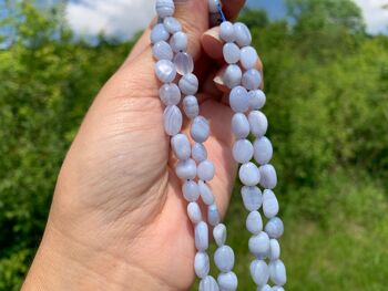 Perles en agate blue lace, forme petit galet 6