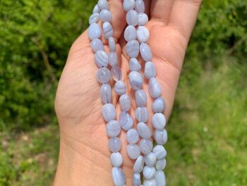 Perles en agate blue lace, forme petit galet 8