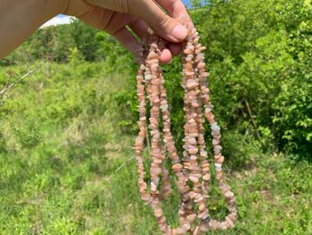 Perles en pierre de lune pêche, forme chips 4