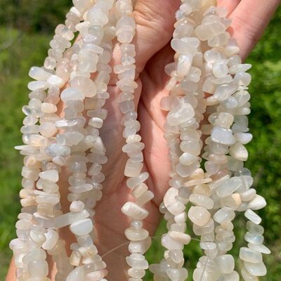 Perles en pierre de lune blanche, forme chips