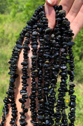 Perles en obsidienne oeil céleste (arc-en-ciel), forme chips 1