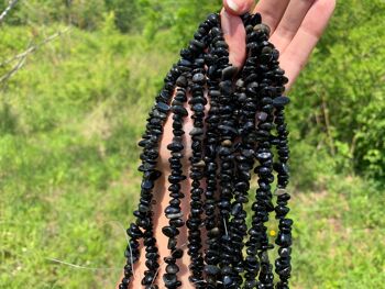 Perles en obsidienne oeil céleste (arc-en-ciel), forme chips 2