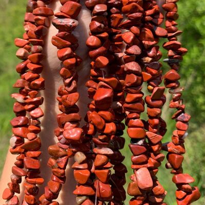 Perles en jaspe rouge, forme chips