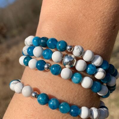 Mala "Nouveau départ" en apatite bleue et howlite