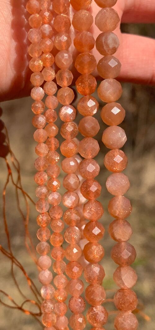 Perles en pierre de soleil facettées entre 3,5 et 6mm PST - 3,5mm