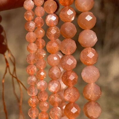 Perles en pierre de soleil facettées entre 3,5 et 6mm PST - 3,5mm