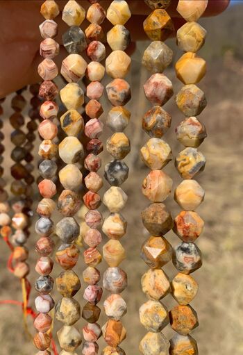 Perles en agate crazy lace, forme diamant, entre 6 et 10mm - 6mm