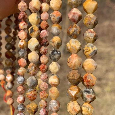 Perles en agate crazy lace, forme diamant, entre 6 et 10mm - 6mm