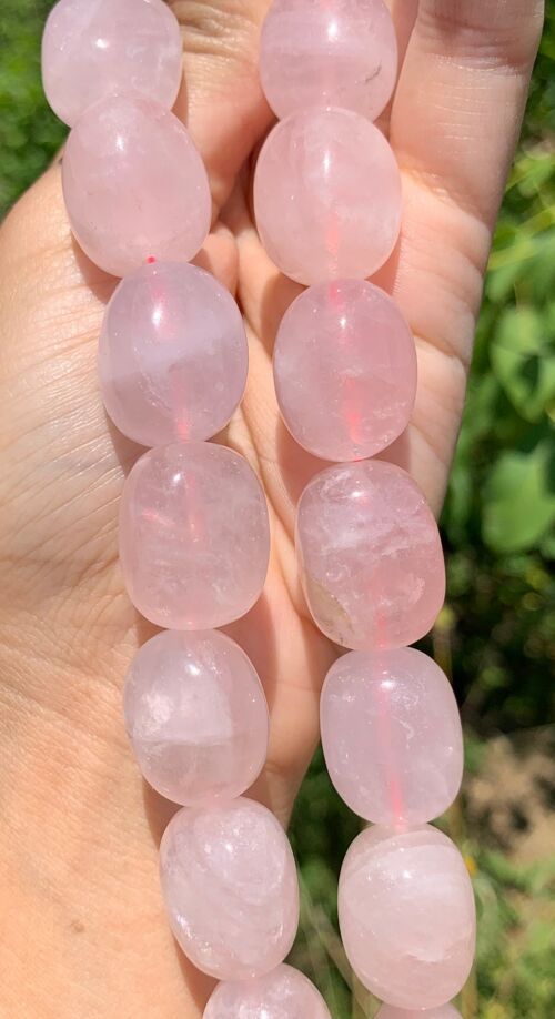 Perles en quartz rose, forme galet de taille moyenne
