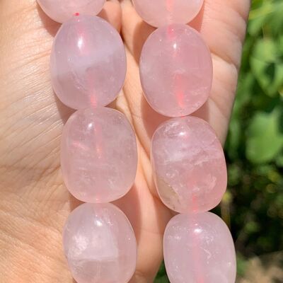 Perles en quartz rose, forme galet de taille moyenne