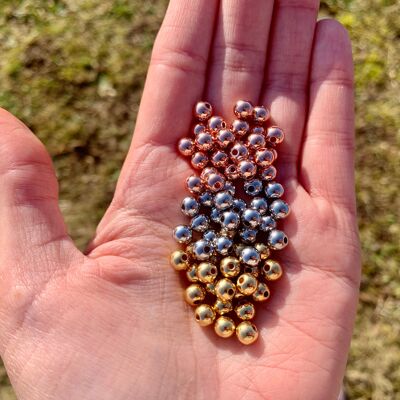 Lot de 100 perles rondes en acier inoxydable entre 3 et 12mm - Argenté: 5mm, trou de 2,5mm