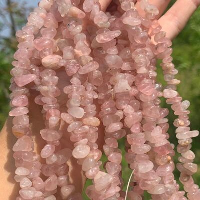 Perles en quartz rose, forme chips