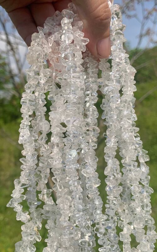 Perles en cristal de roche, forme chips