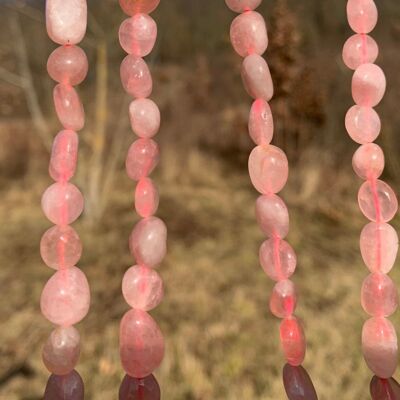 Perles en quartz rose, forme petit galet