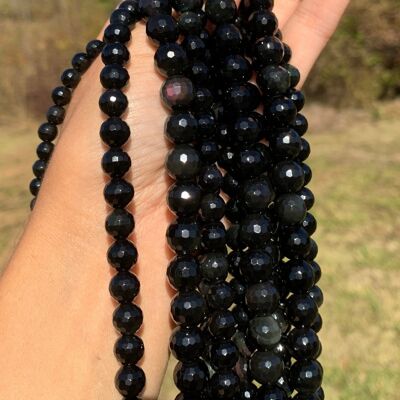 Perles en obsidienne oeil céleste (arc-en-ciel) facettées entre 6 et 10mm - 6mm