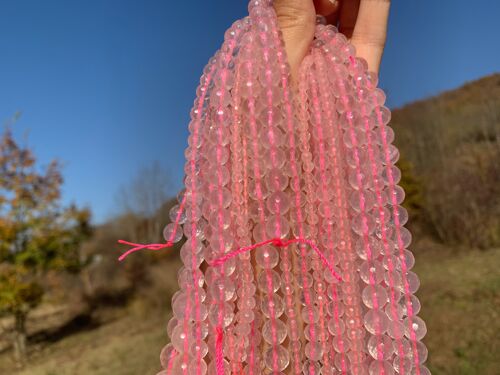 Pulsera Cuarzo Rosa Facetada (8 mm)