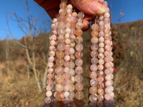 Perles en agate fleurie entre 6 et 10mm - 8mm