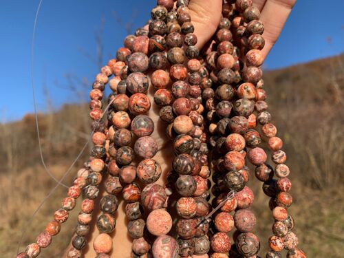 Perles en jaspe léopard entre 6 et 12mm - 8mm