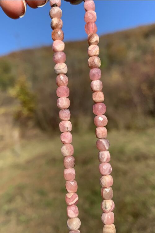 Perles en rhodochrosite, forme carré