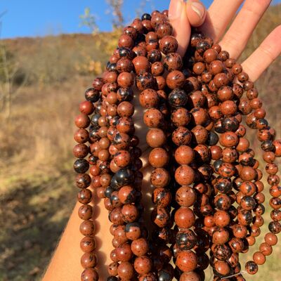 Perles en obsidienne Mahogany entre 6 et 10mm - 6mm