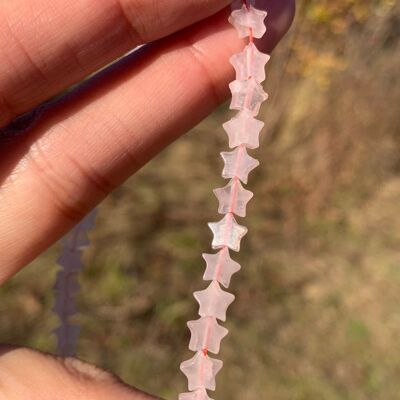 Perles en quartz rose, forme étoile