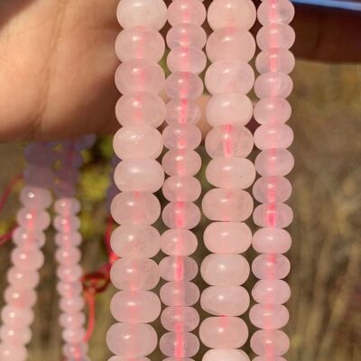 Perles en quartz rose, disque bombé - 4 x 6mm