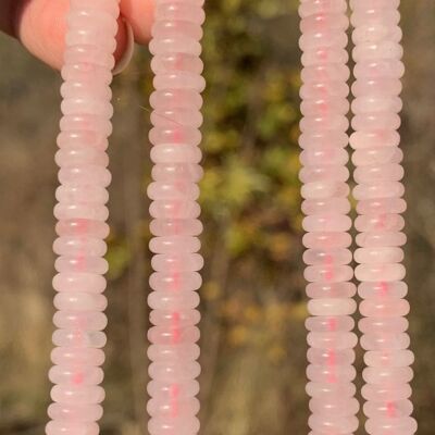 Perles en quartz rose, disque plat