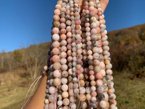 Perles en opale commune rose entre 6 et 10mm - 6mm
