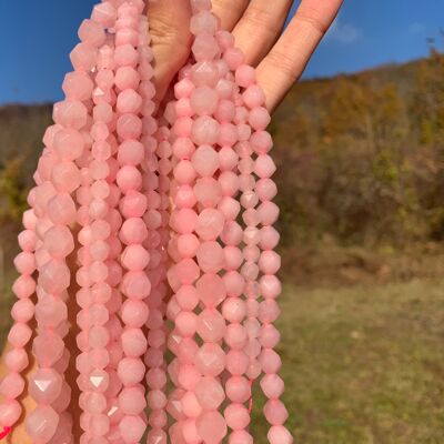 Perles en quartz rose, forme diamant entre 6 et 10mm - 10mm