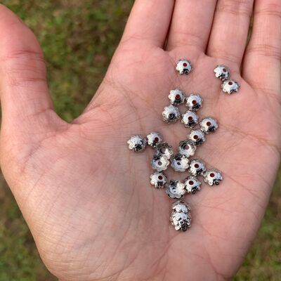 Lot de 100 "séparateurs de perles" en acier inoxydable - Argenté; 7mm